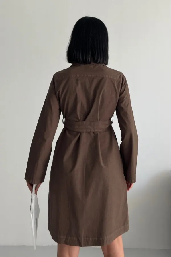 Düğmeli Uzun Gömlek Elbise 6102-78-(S-XL)
