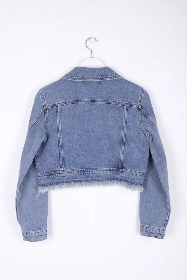 Fermuarlı Püskül Detaylı Kot Ceket 6017-62-(S-XL-6) Fermuarlı Püskül Detaylı Kot Ceket 6017-62-(S-XL-6)