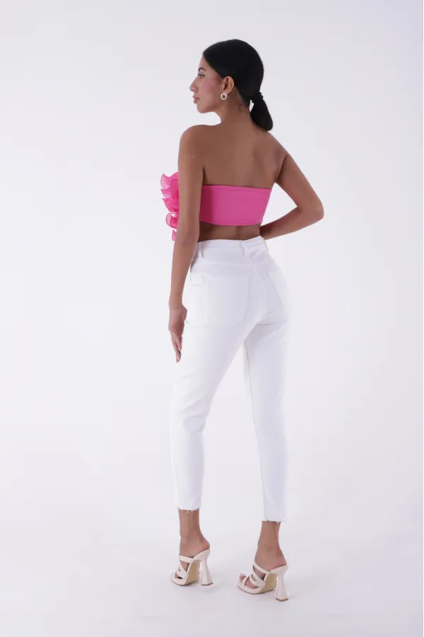 Pantalon à fente avant patchwork 1743-50-(26-28)