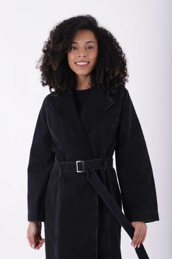 Belted Denim Trench Coat 6033-23-(S-XL-6-2) Belted Denim Trench Coat 6033-23-(S-XL-6-2)