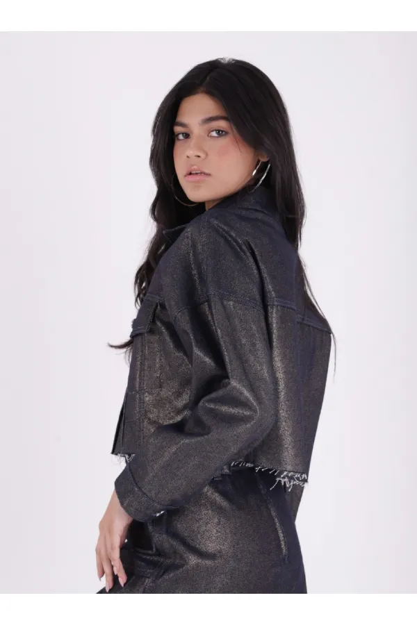 Short Oversize Denim Jacket 651-56-(SL-3) Short Oversize Denim Jacket 651-56-(SL-3)