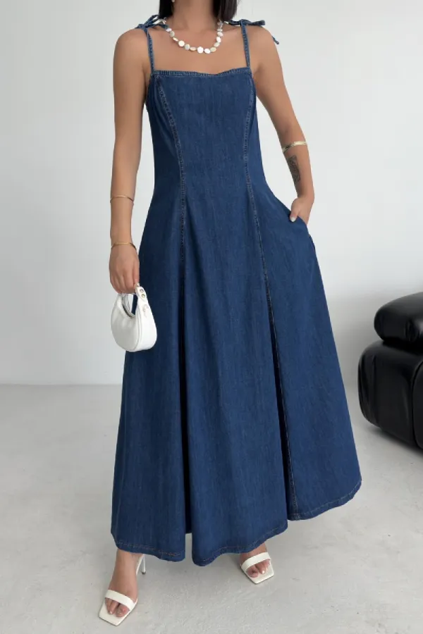 Bağcık Detaylı Volanlı Elbise 3052-26-(S-XL) Bağcık Detaylı Volanlı Elbise 3052-26-(S-XL)