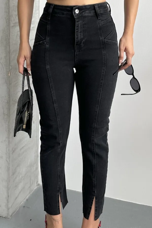 Patchwork Front Slit Trousers 1743-03-(26-28)