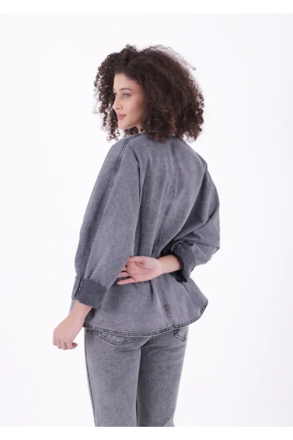 Oversize Yarasa Kollu Kot Ceket 6059-40-(STD-4)