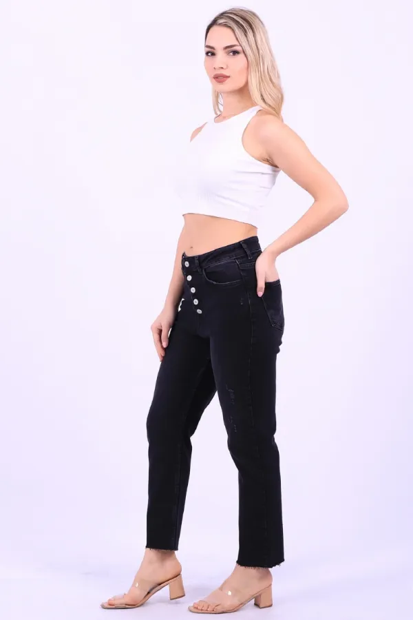 5 Düğmeli Mom Fit Kot Pantolon 745-03-(28-33)