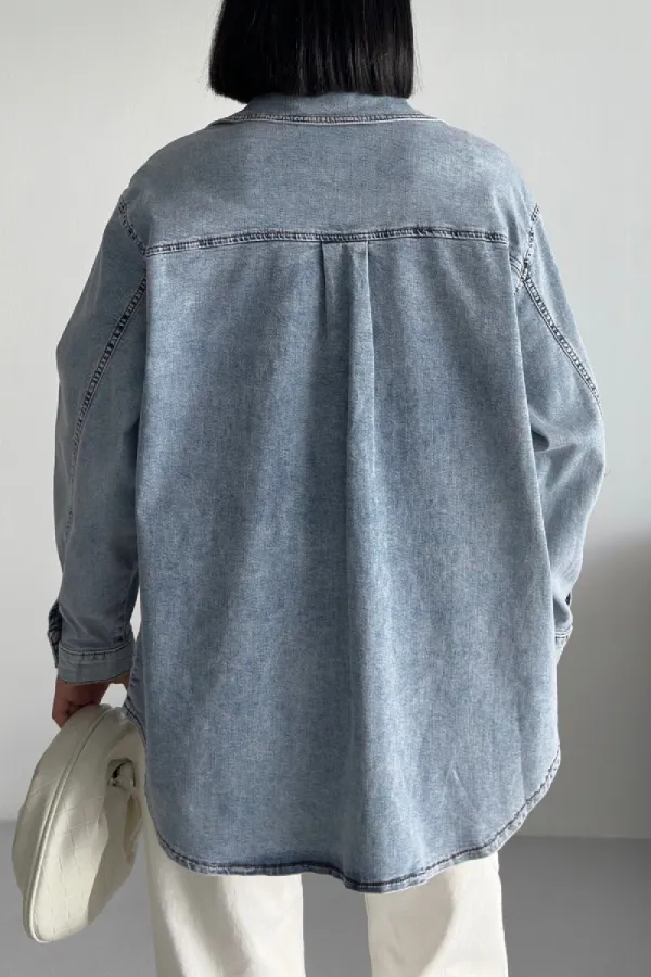 Oversize Kot Gömlek 6090-08-(S+L+3) Oversize Kot Gömlek 6090-08-(S+L+3)