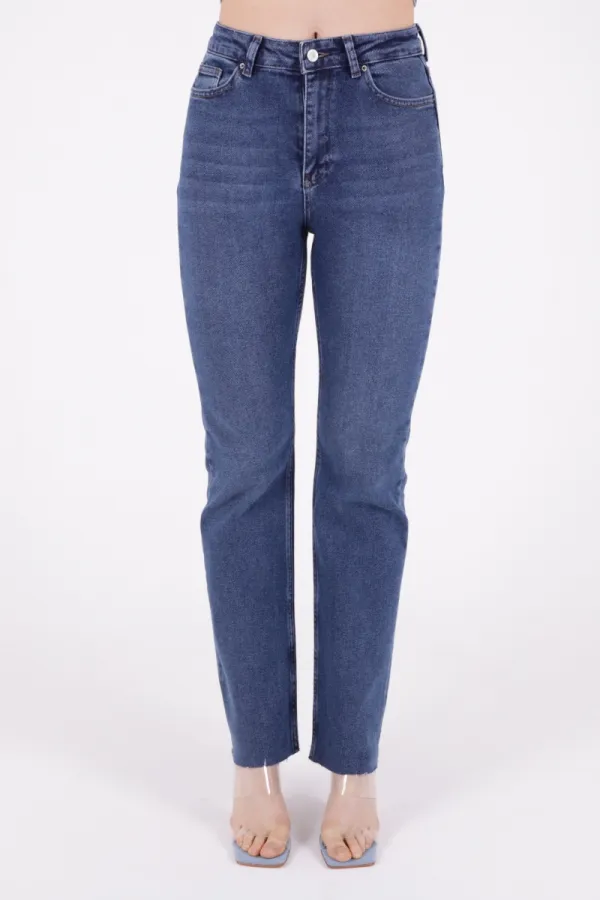 Tasseled Bottom Wide Leg Relax Jean 1726-01-(XS-L-6) Dark Blue Denim Tasseled Bottom Wide Leg Relax Jean 1726-01-(XS-L-6) Dark Blue Denim