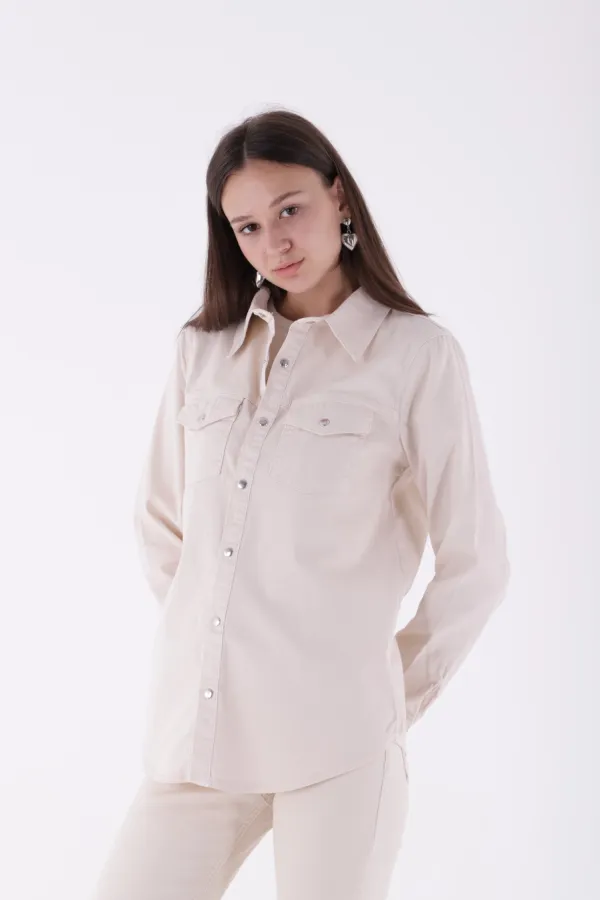 Çıtçıtlı Kot Gömlek  6013-65-(S-XL)