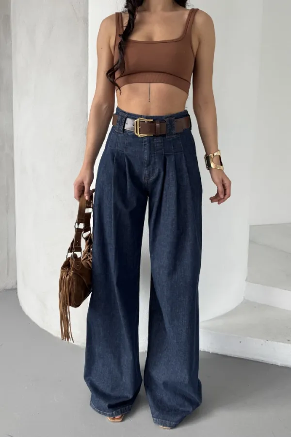 Pensli Bol Paça Kot Pantolon 7063-17-(27-32)