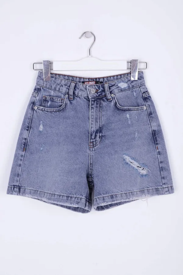 Ripped Denim Short 266-18-(S-XL-6) Middle Blue Snow Ripped Denim Short 266-18-(S-XL-6) Middle Blue Snow