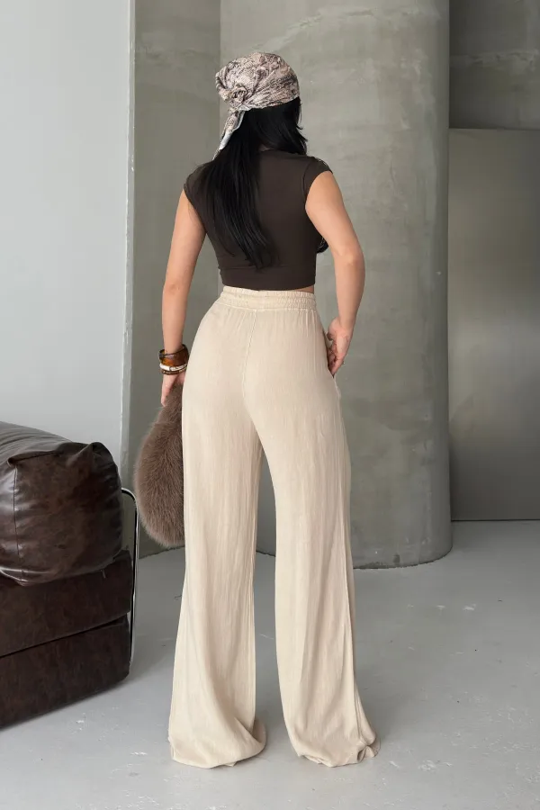 Lastikli Palazzo Pantolon  HS740-65-(S-XL)