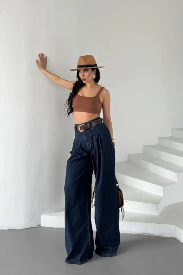Pensli Bol Paça Kot Pantolon 7063-17-(27-32)