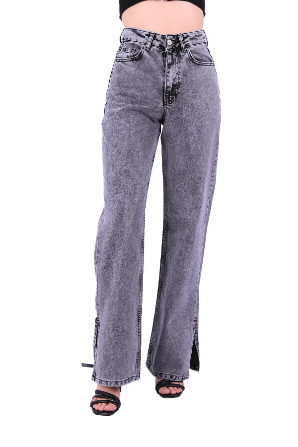 Paçası Yırtmaçlı Mom Fit Kot Pantolon  1732-40-(26-31)