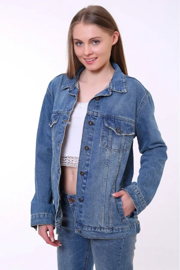 Classic Regular Boyfriend Denim Jacket 650-01-(S-XL-6) Dark Blue Denim Classic Regular Boyfriend Denim Jacket 650-01-(S-XL-6) Dark Blue Denim