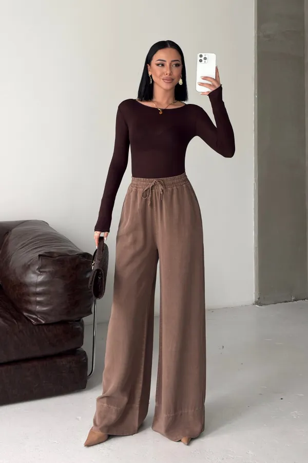 Elastic Waist Linen Pants HS700-72-(S-XL) Soil