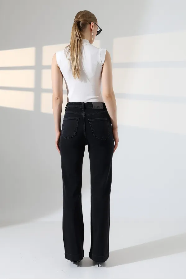 Düğme Detaylı Boru Paça Kot Pantolon 7170-23-(27-32)