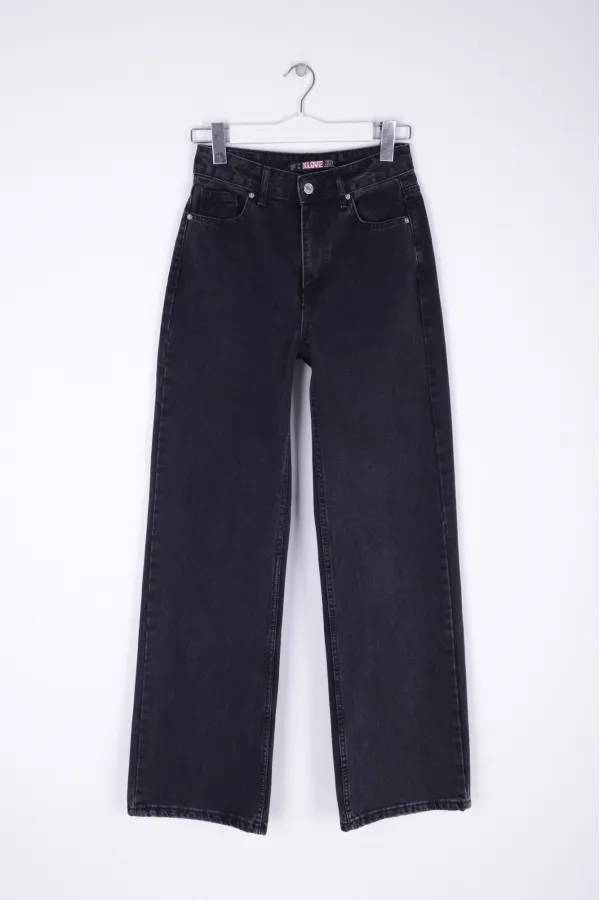 Wide Leg High Waisted Relaxed Jean  718-23-(32-36) Regular Anthracite