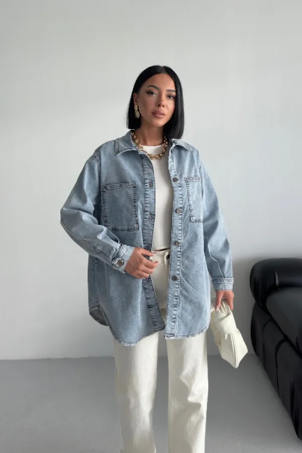 Oversize Kot Gömlek 6090-08-(S+L+3) Oversize Kot Gömlek 6090-08-(S+L+3)