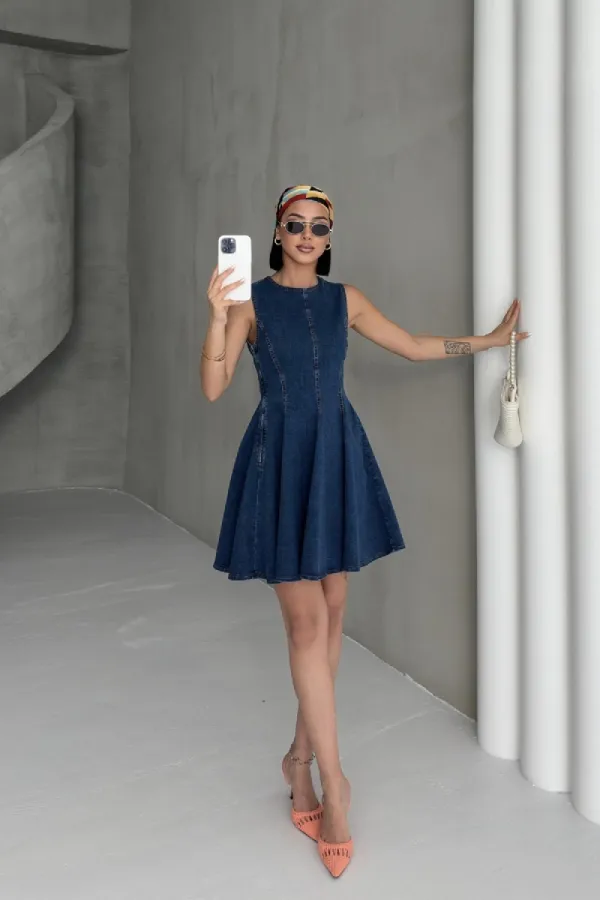Kolsuz Volanlı Mini Elbise 3050-26-(XS-XL-5) Kolsuz Volanlı Mini Elbise 3050-26-(XS-XL-5)