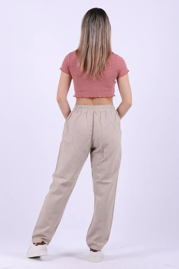 Beli Lastikli Keten Pantolon  996-80-(S-XL-6)