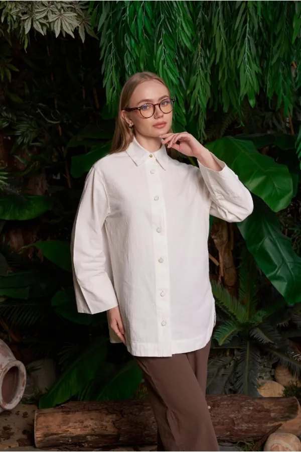 Oversize Keten Gömlek  HS601-51-(S-XL)