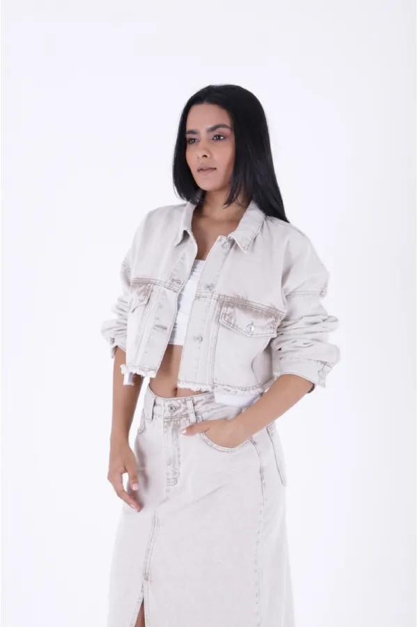 Denim Jacket with Lining Detail 6016-79-(XS-L-6) Denim Jacket with Lining Detail 6016-79-(XS-L-6)