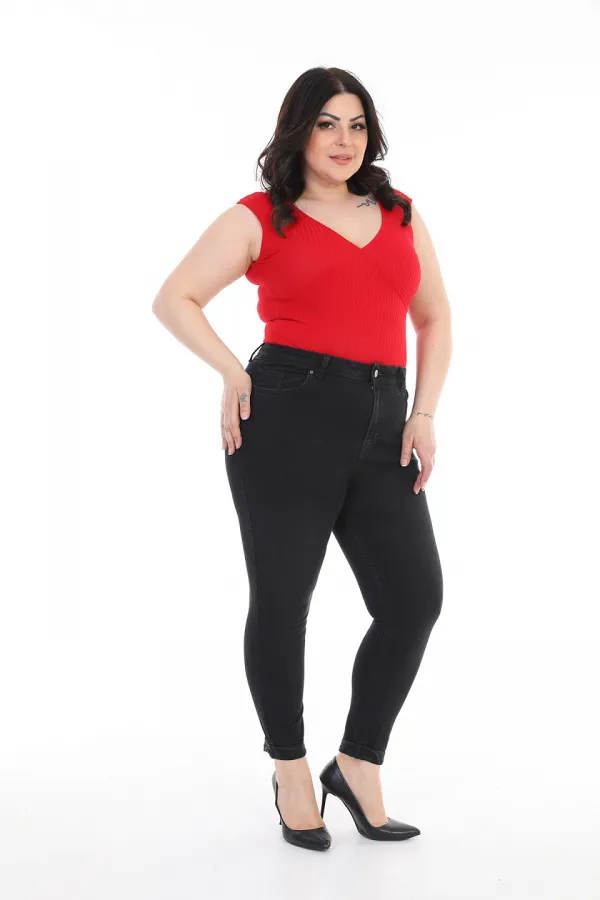 Duble Paça Skinny Kısa Boy Kot Pantolon  820-03-(30-36)