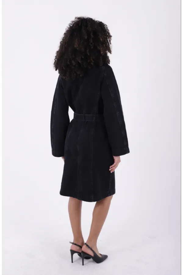 Belted Denim Trench Coat 6033-23-(S-XL-6-2) Belted Denim Trench Coat 6033-23-(S-XL-6-2)