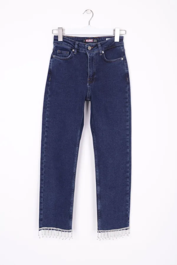 Paçasılı Dikişsiz Paça Mom Kot Pantolon 1890-26-(28-33) Paçasılı Dikişsiz Paça Mom Kot Pantolon 1890-26-(28-33)