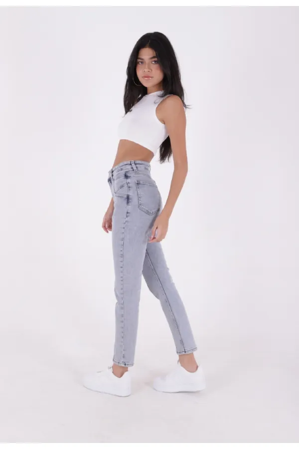Front Panelled Denim Trousers 7043-08-(28-33)