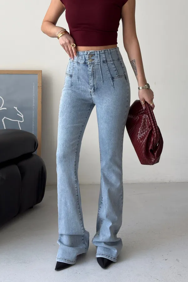 Pensli İspanyol Kot Pantolon  7021-08-(27-32)