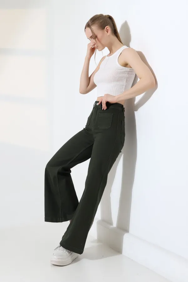 Front Pocket Detailed Jean  7079-97-(27-32) Pine Green