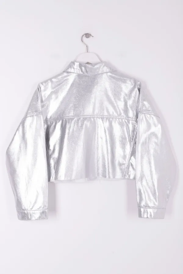 Short Oversize Denim Jacket 651-45-(S-XL) Silver Short Oversize Denim Jacket 651-45-(S-XL) Silver