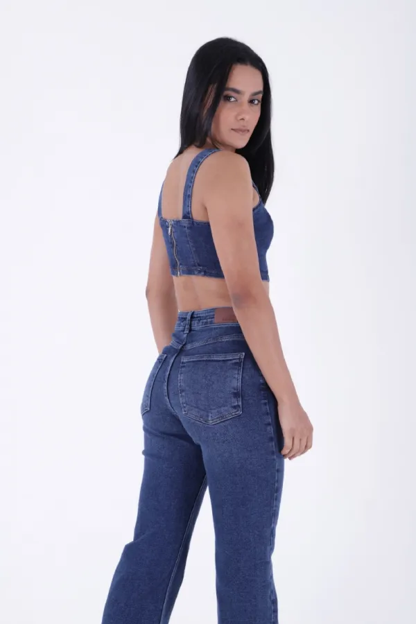 Dikişli Paça Bol Paça Relax Kot Pantolon  7026-01-(32-36)