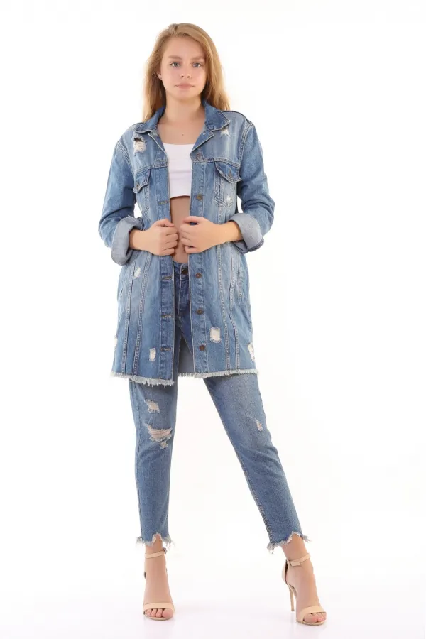 Altı Püsküllü Boyfriend Kot Ceket 679-01-(S-XL-6) Altı Püsküllü Boyfriend Kot Ceket 679-01-(S-XL-6)