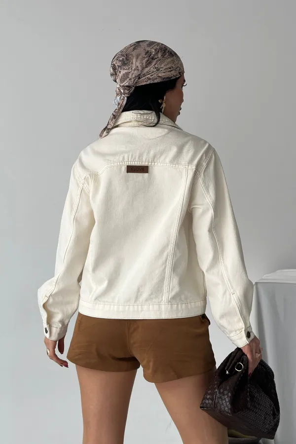 Denim Jacket with Buttons  6081-80-(S-L-3) Natural