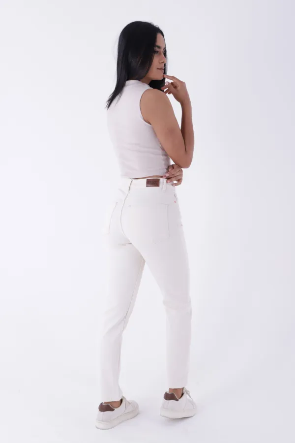 High Waisted Comfort Slim Ankle Length Jean  896-80-(28-33) Natural