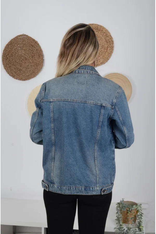 Classic Regular Boyfriend Denim Jacket 650-62-(S-XL-6) Middle Blue - Tinted Classic Regular Boyfriend Denim Jacket 650-62-(S-XL-6) Middle Blue - Tinted