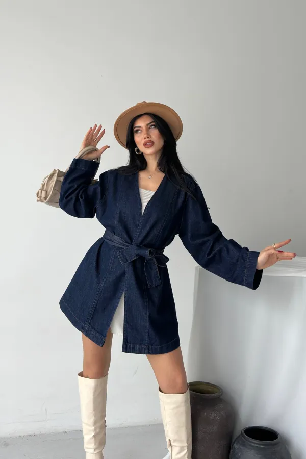 Kuşak Bağlamalı Oversize Ceket  6246-17-(S-L-3)