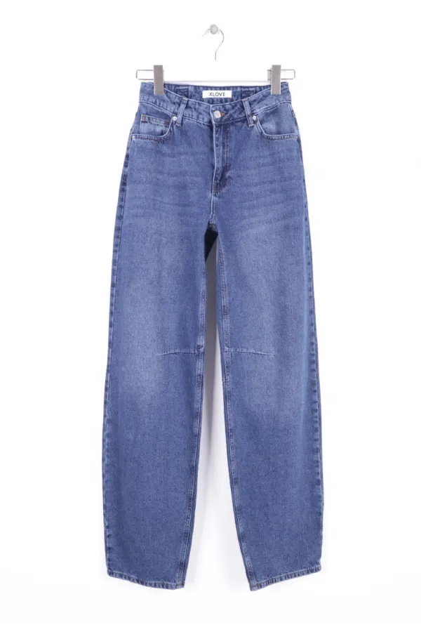 Baggy Jean with Dart Detail 7050-01-(26-29) Dark Blue Denim Baggy Jean with Dart Detail 7050-01-(26-29) Dark Blue Denim