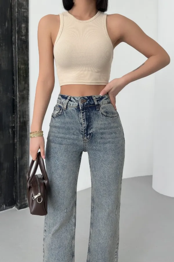 Cropped Leg Straight Fit Jeans 7070-62-(26-31)