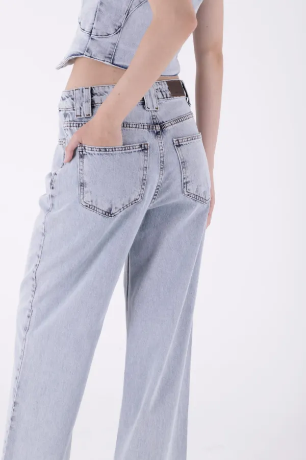 Bol Paça Baggy Relax Kot Pantolon  7031-08-(28-33)