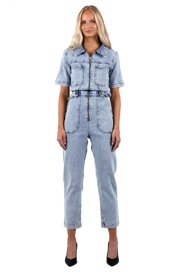 Önü Fermuarlı Kot Tulum  397-08-(S-L-3)