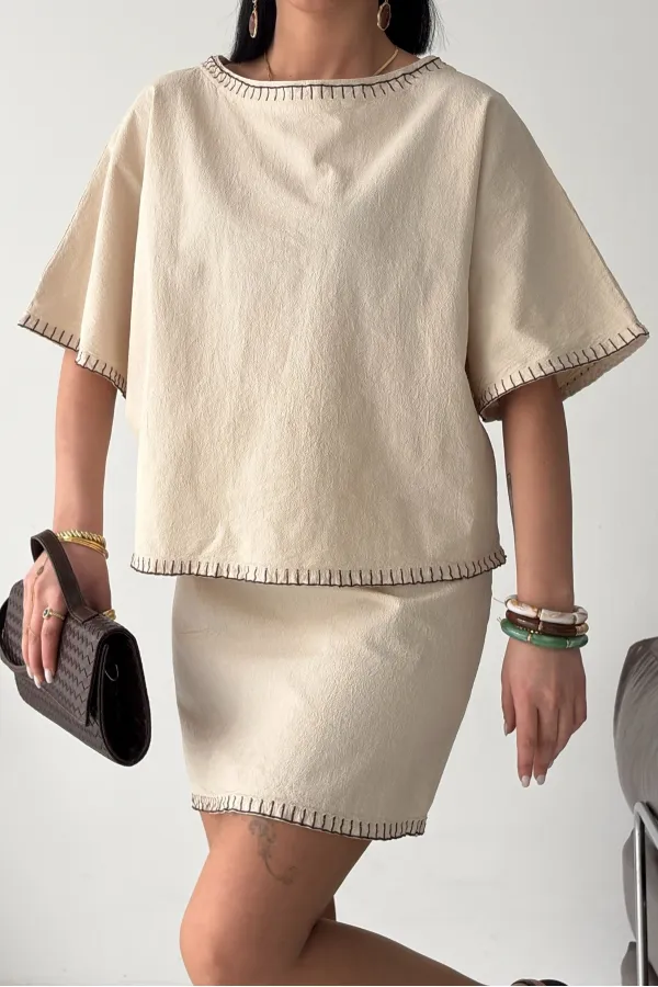 Nakışlı Oversize Bluz HS403-65-(S-L-3)
