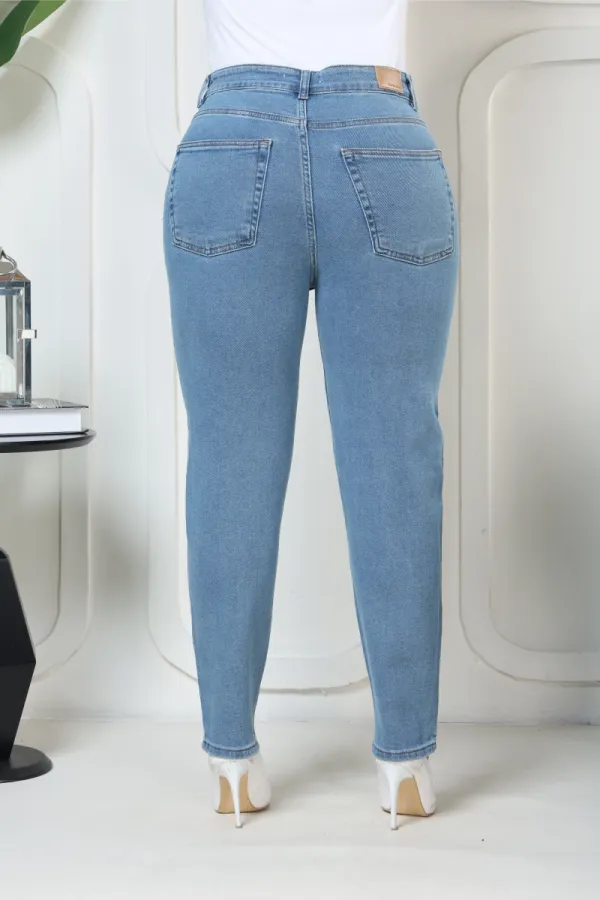 High Waisted Comfort Slim Ankle Length Jean  896-27-(32-36) Rinsed Blue