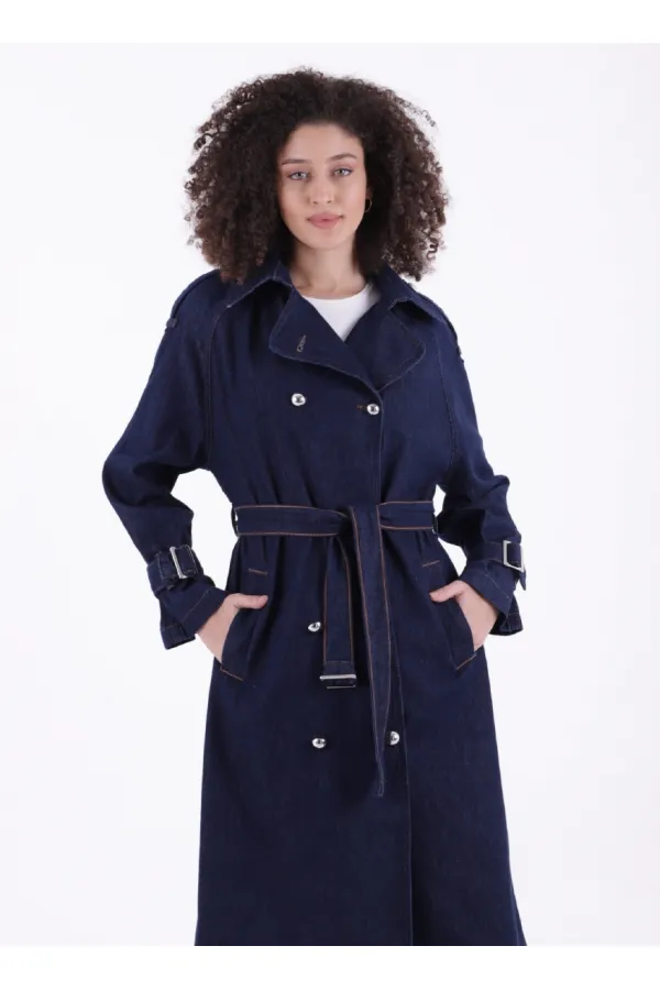 Kemerli Uzun Trençkot 6077-17-(S+L+4) Kemerli Uzun Trençkot 6077-17-(S+L+4)