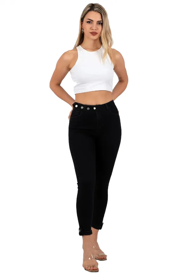 Kemerli Düğmeli Kot Pantolon 754-23-(28-33) Kemerli Düğmeli Kot Pantolon 754-23-(28-33)