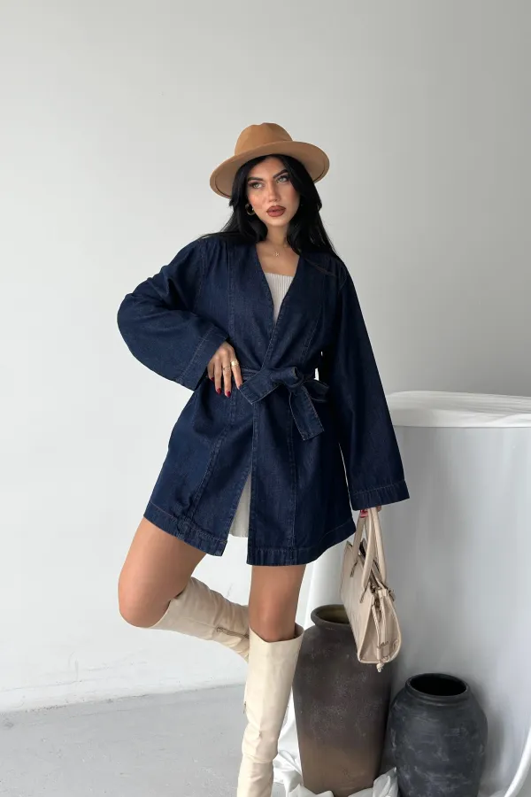 Kuşak Bağlamalı Oversize Ceket  6246-17-(S-L-3)