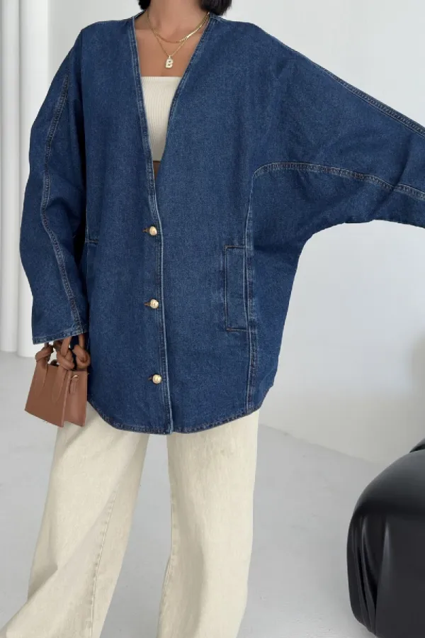 Oversize Yarasa Kollu Kot Ceket 6059-26-(STD-4)