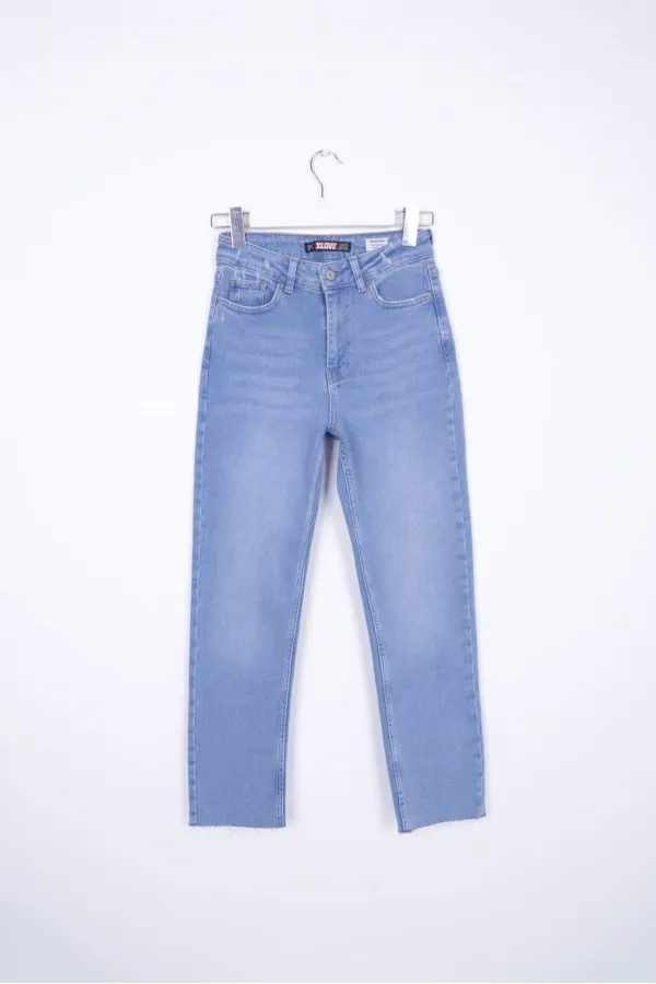 Dikişsiz Paça Mom Fit Kot Pantolon  764-15-(27-32)